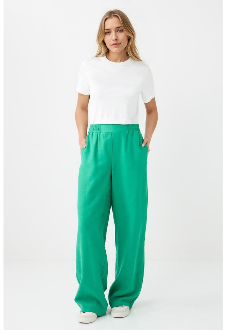 Pantaloni din amestec de lyocell cu talie elastica