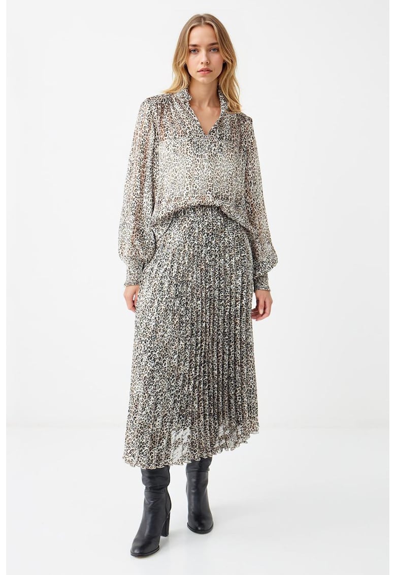 Fusta midi cu model animal print