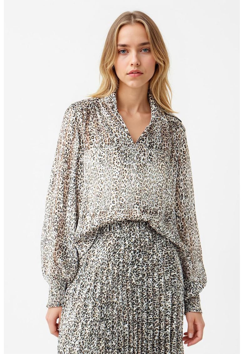 Bluza cu animal print - Negru/Alb murdar