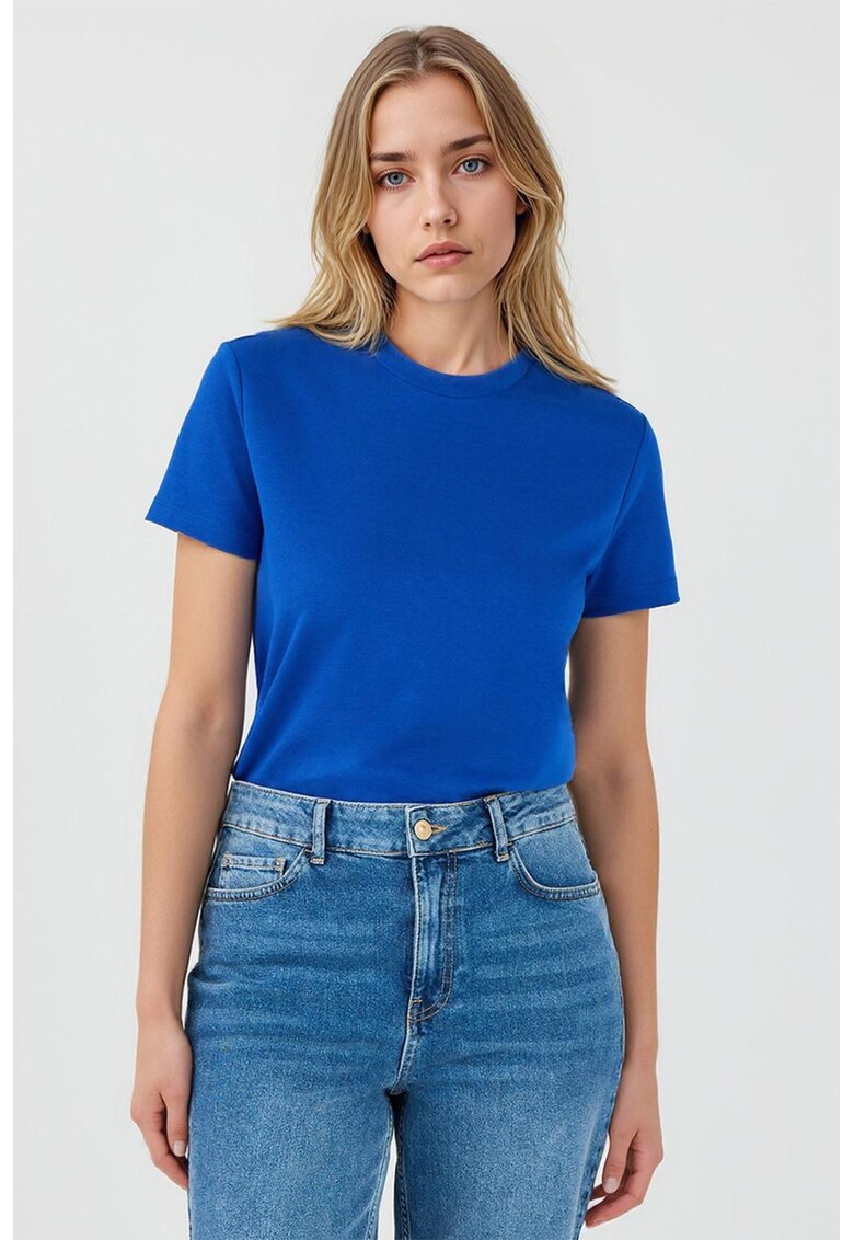 Tricou uni din amestec de bumbac - Albastru royal