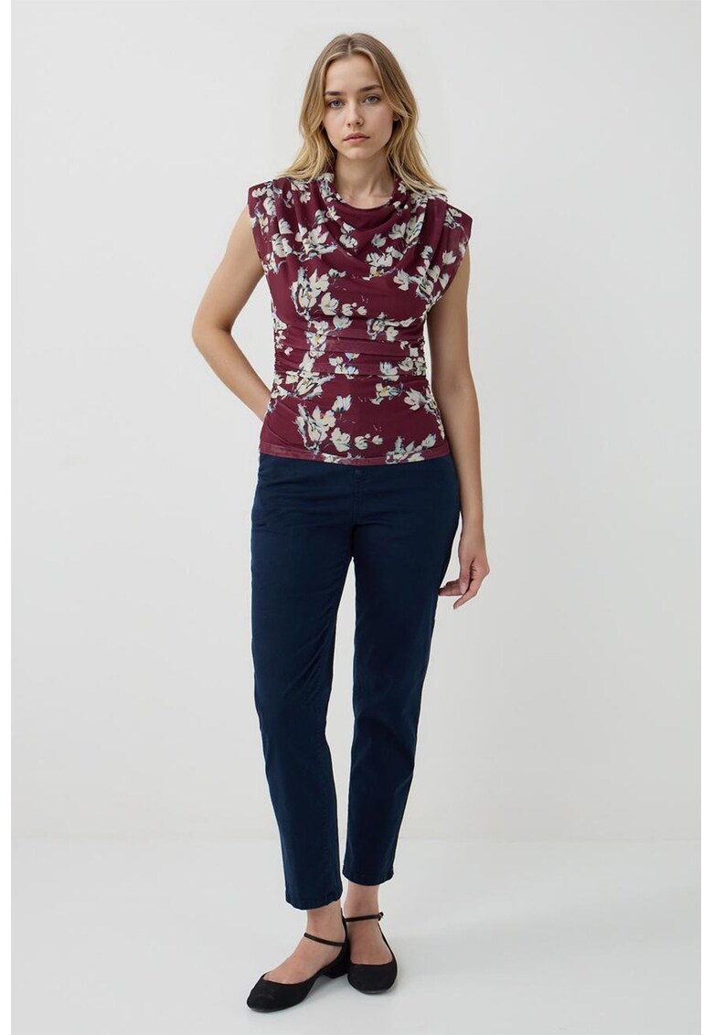 Bluza cu imprimeu floral - Visiniu/Alb murdar