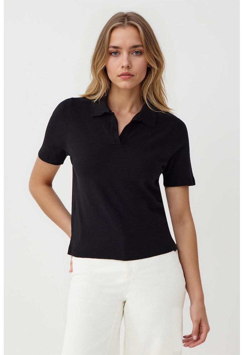 Tricou uni cu decolteu in V - Negru