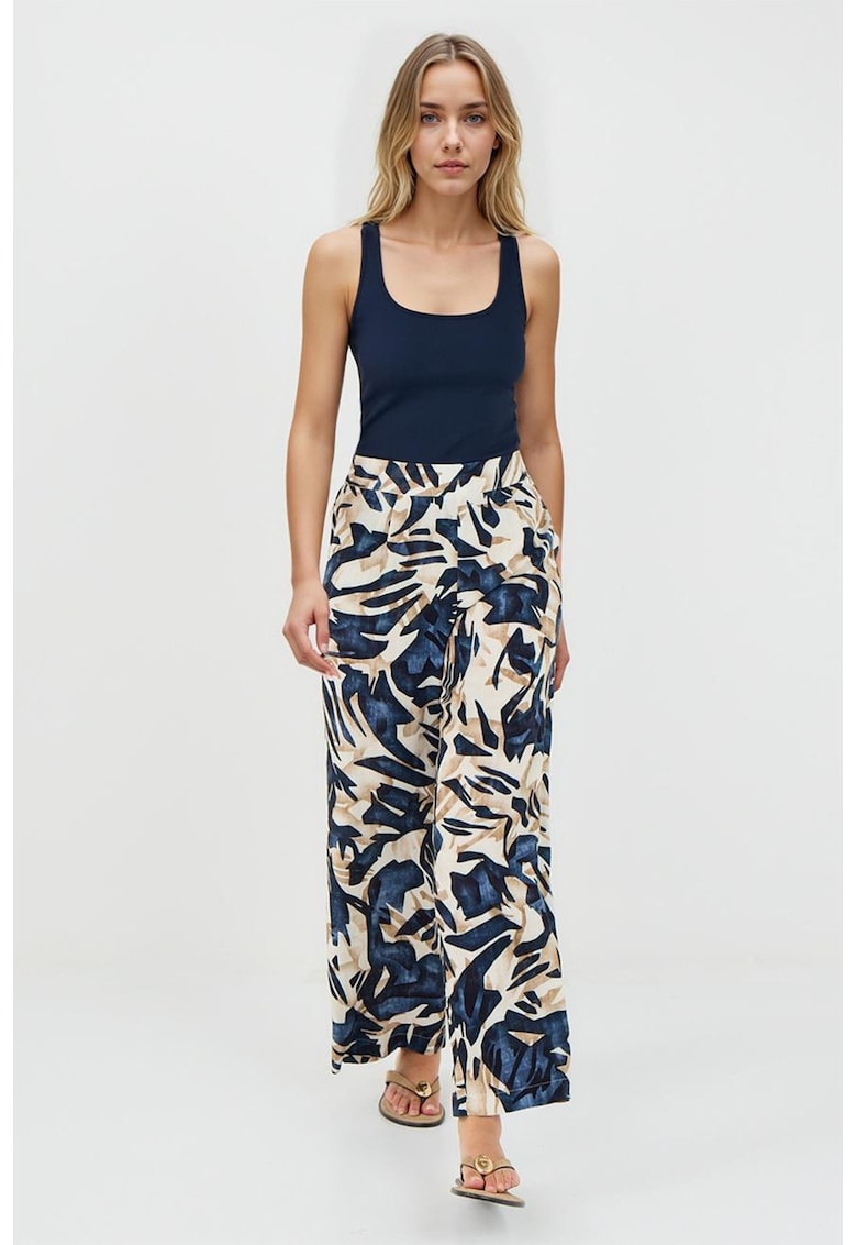 Pantaloni cu talie inalta si model grafic