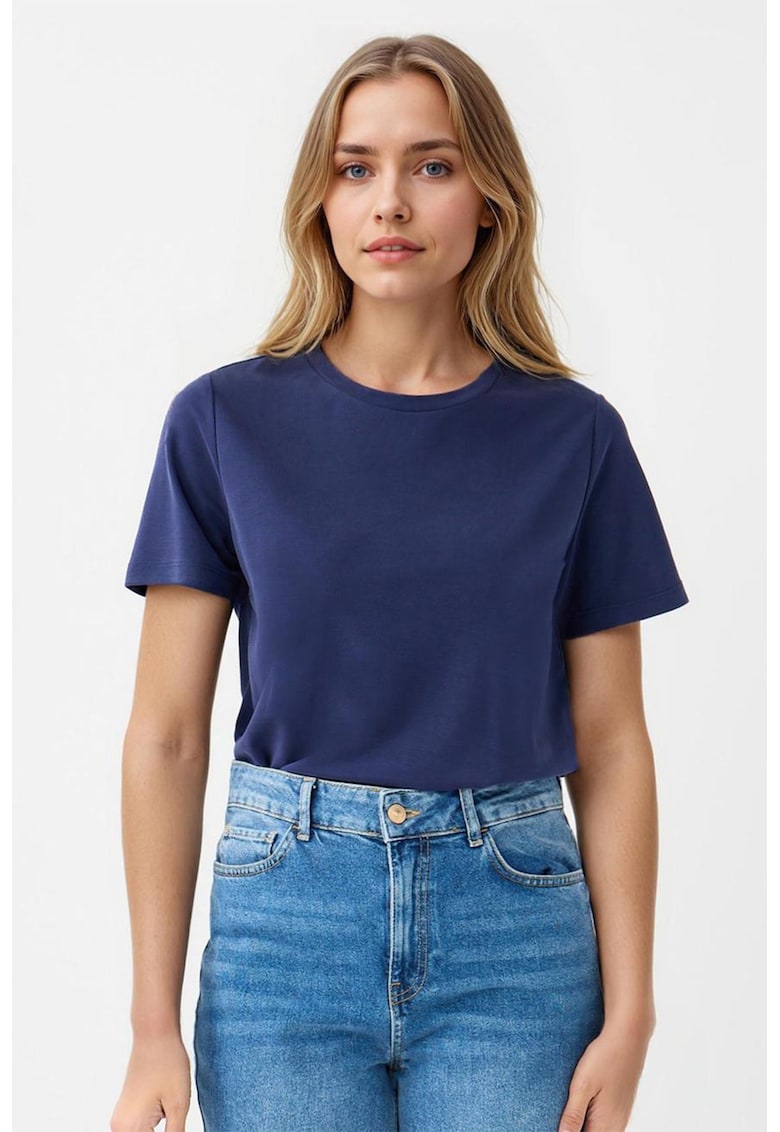 Tricou uni din amestec de modal - Bleumarin