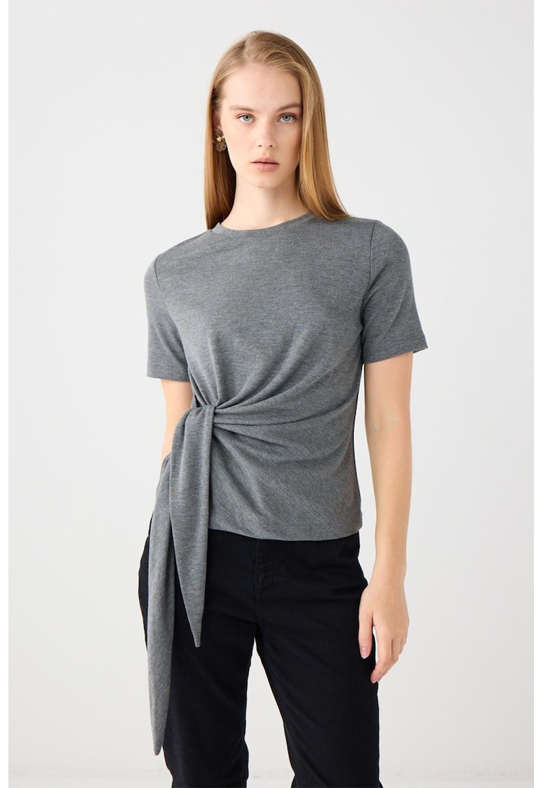 Jimmy Key Tricou uni cu fronseu - Gri inchis