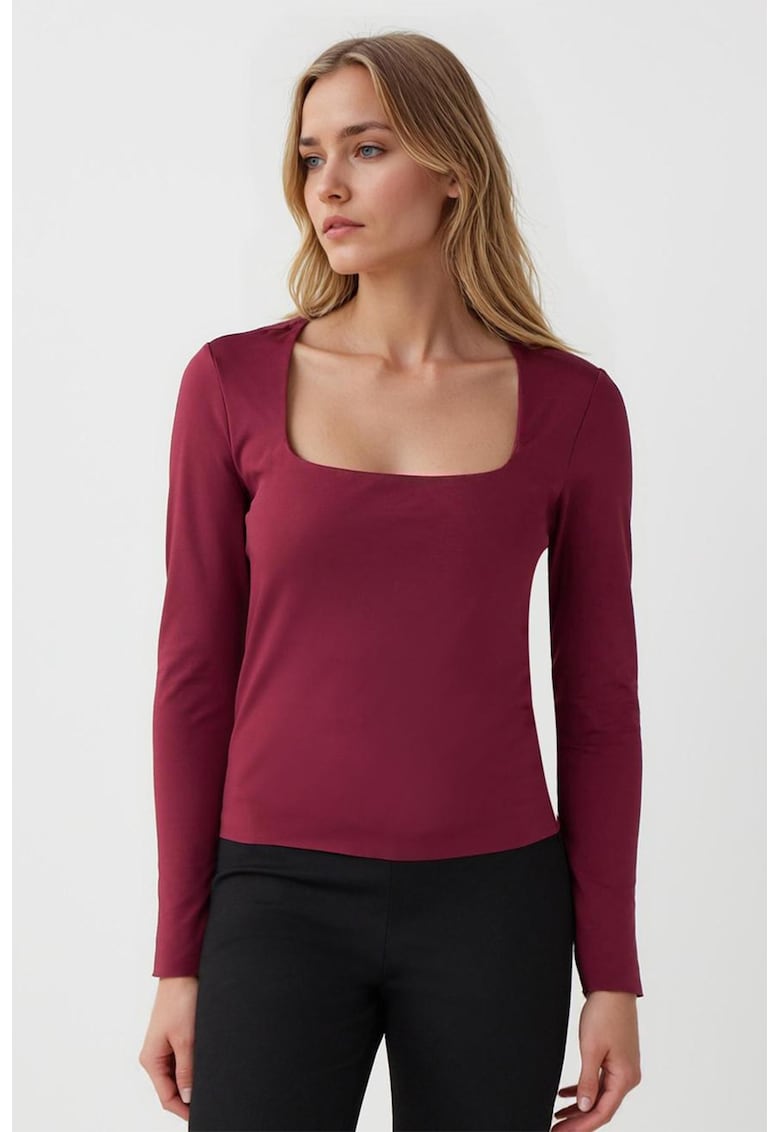 Bluza cu decolteu patrat - Visiniu