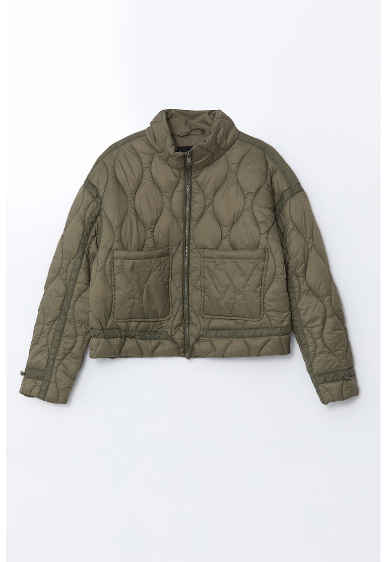 Jacheta crop cu fermoar