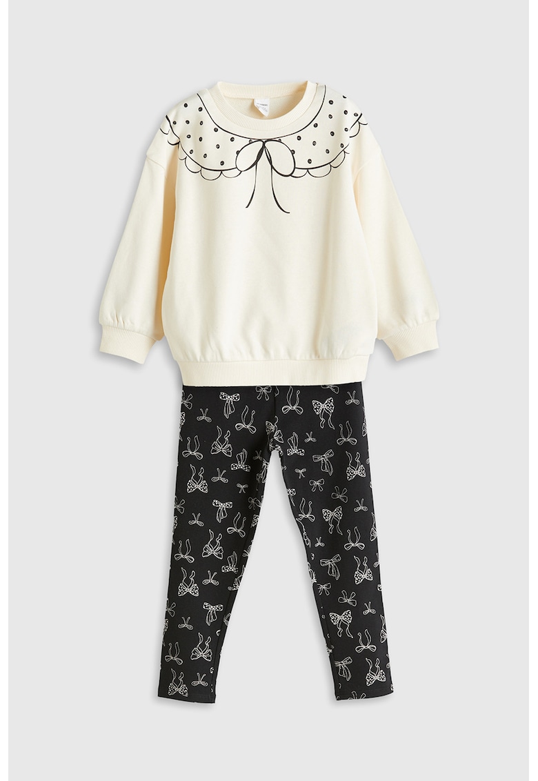 Set de bluza de trening cu model cu funda si colanti