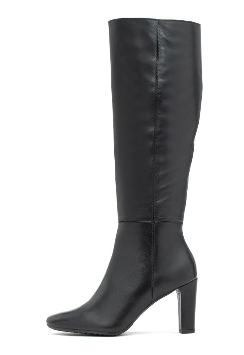 Cizme lungi de piele cu toc masiv