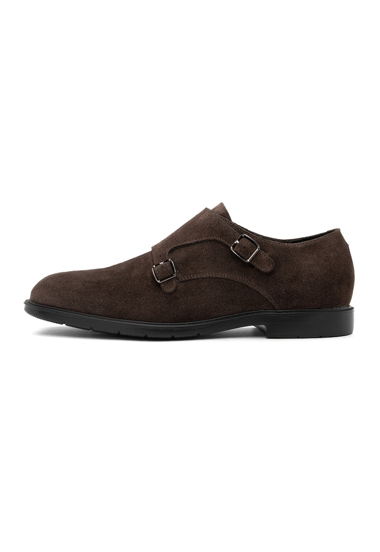 Pantofi din piele cu catarama Jess - Maro inchis
