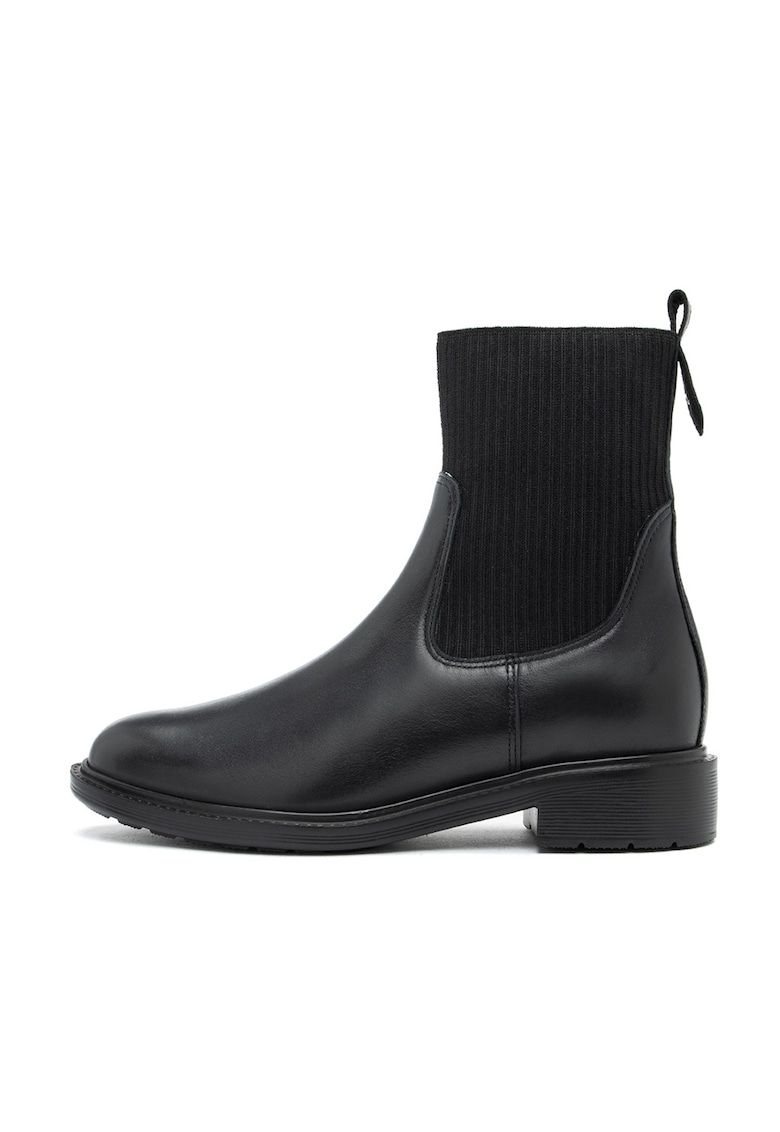 Ghete Chelsea de piele - Negru