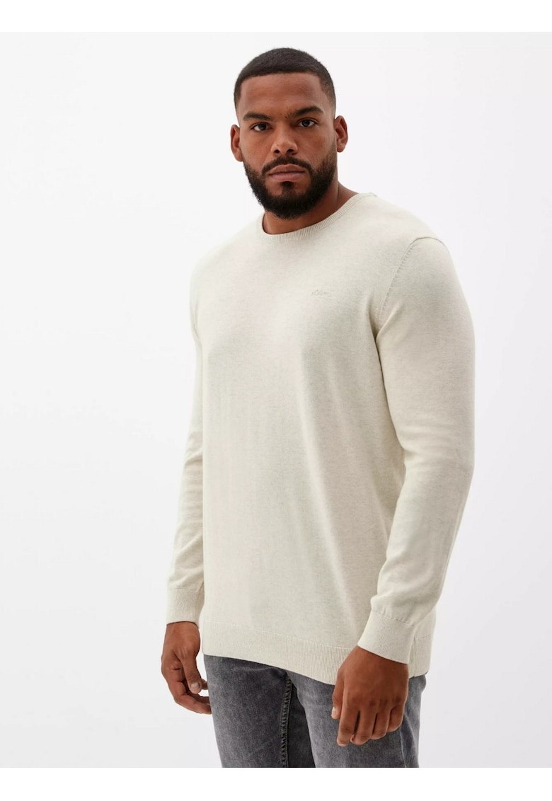 Big Sizes Pulover barbati big sizes - cu decolteu la baza gatului - Crem