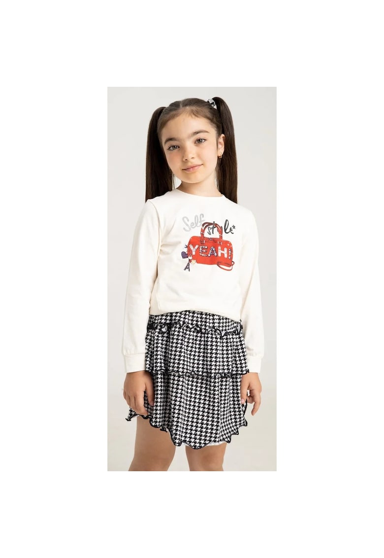 Set fetite cu maleta cu imprimeu si fusta din bumbac