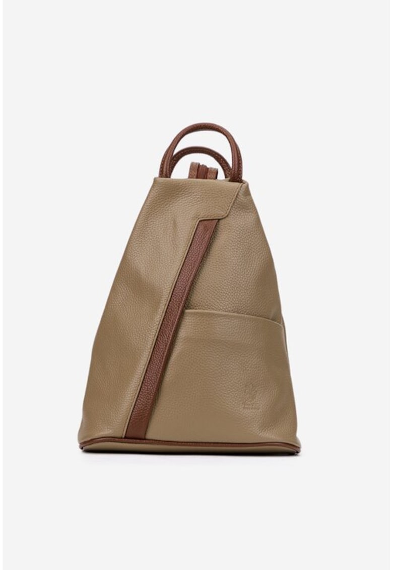 Rucsac dama taupe cu maro din piele texturata