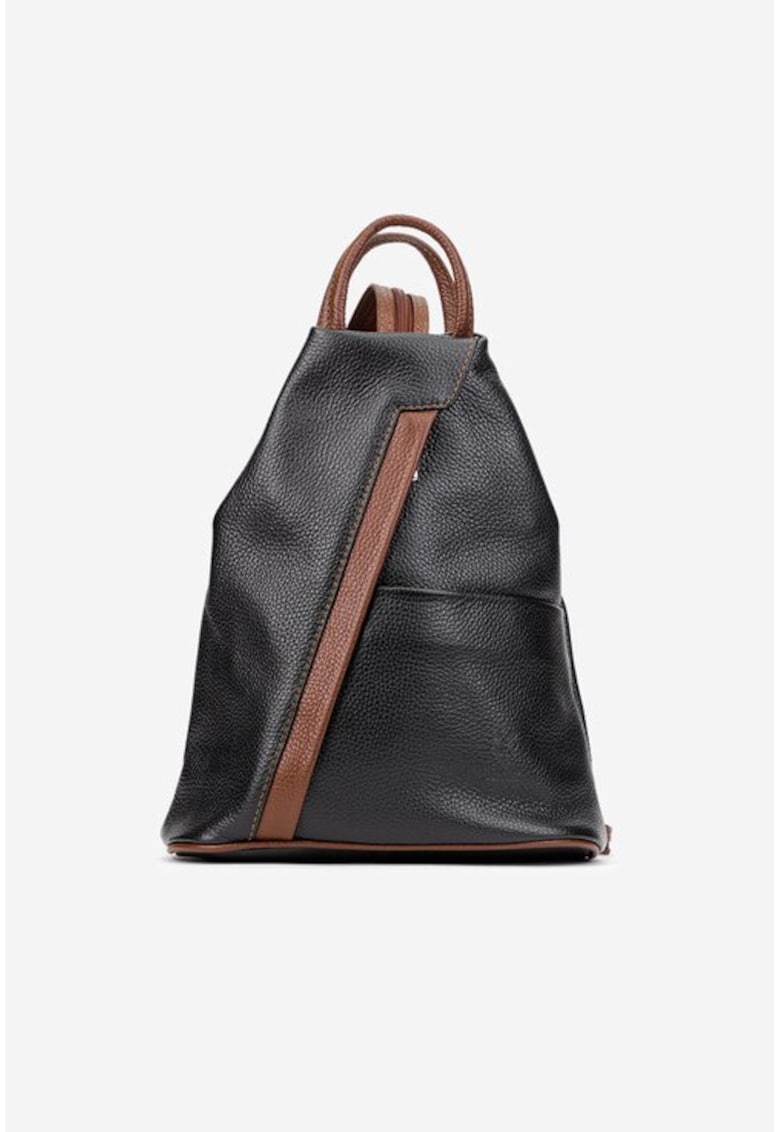 Rucsac dama cu maro din piele texturata - Negru