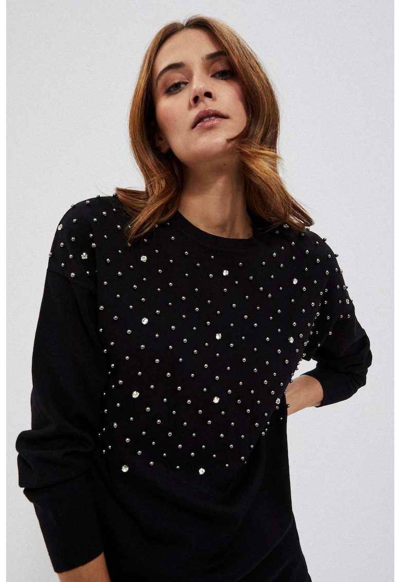 Pulover negru cu perle - Negru