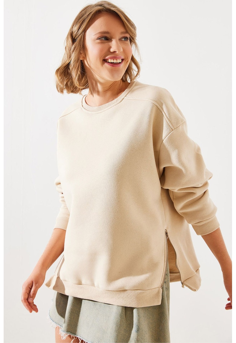 HiCCUP Hanorac dama - textil - decolteu rotund - bej