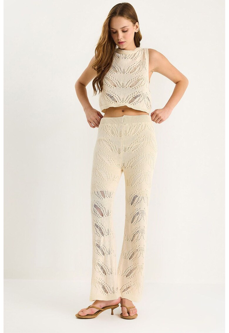 Set maiou si pantaloni dama - tricot - ecru -