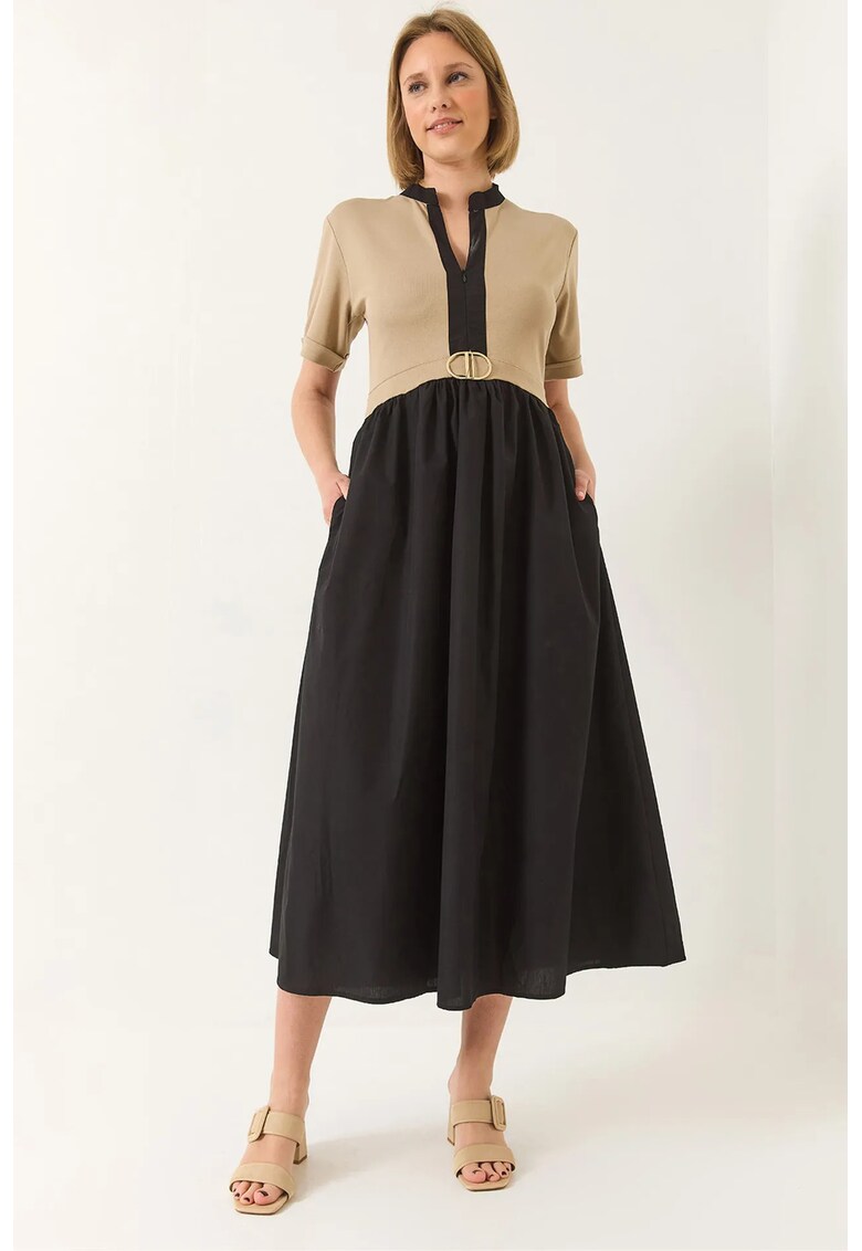 Rochie maxi - HiCCUP LUCCI - decolteu in V - multicolor - textil