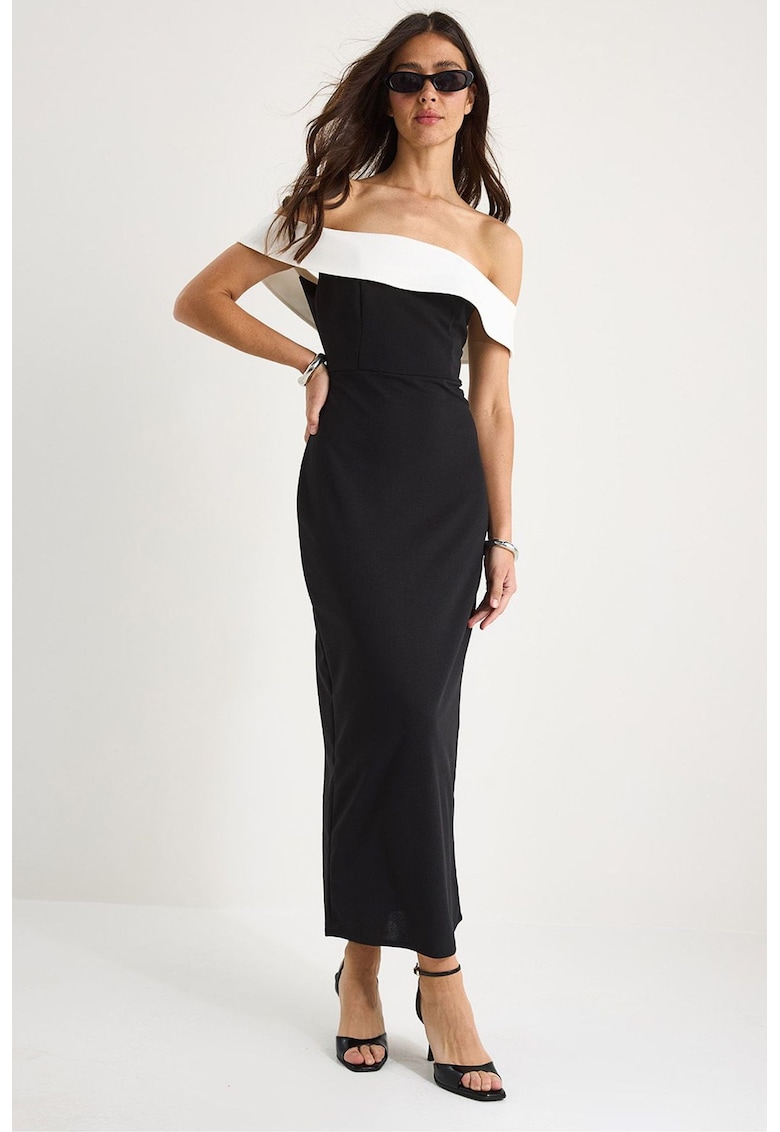 Rochie maxi mulata fara bretele - cu fermoar - HiCCUP LUCCI - negru - poliester