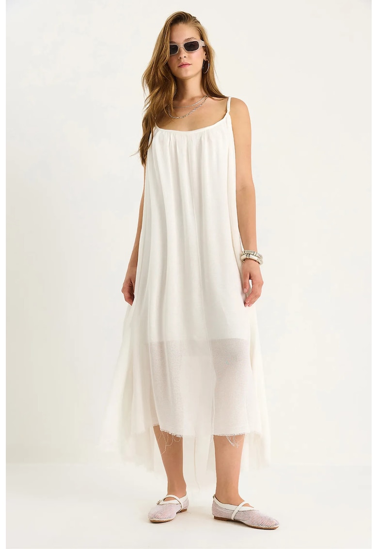 Rochie midi - HiCCUP rotund - alb - bumbac
