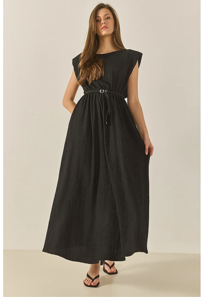 Rochie maxi texturata LUCCI - negru - poliester