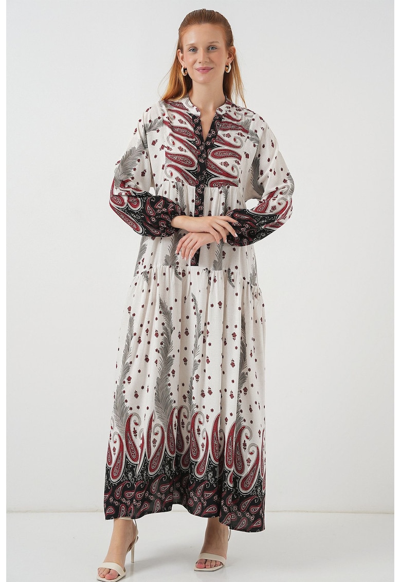 Rochie maxi dama cu decolteu în V și nasturi