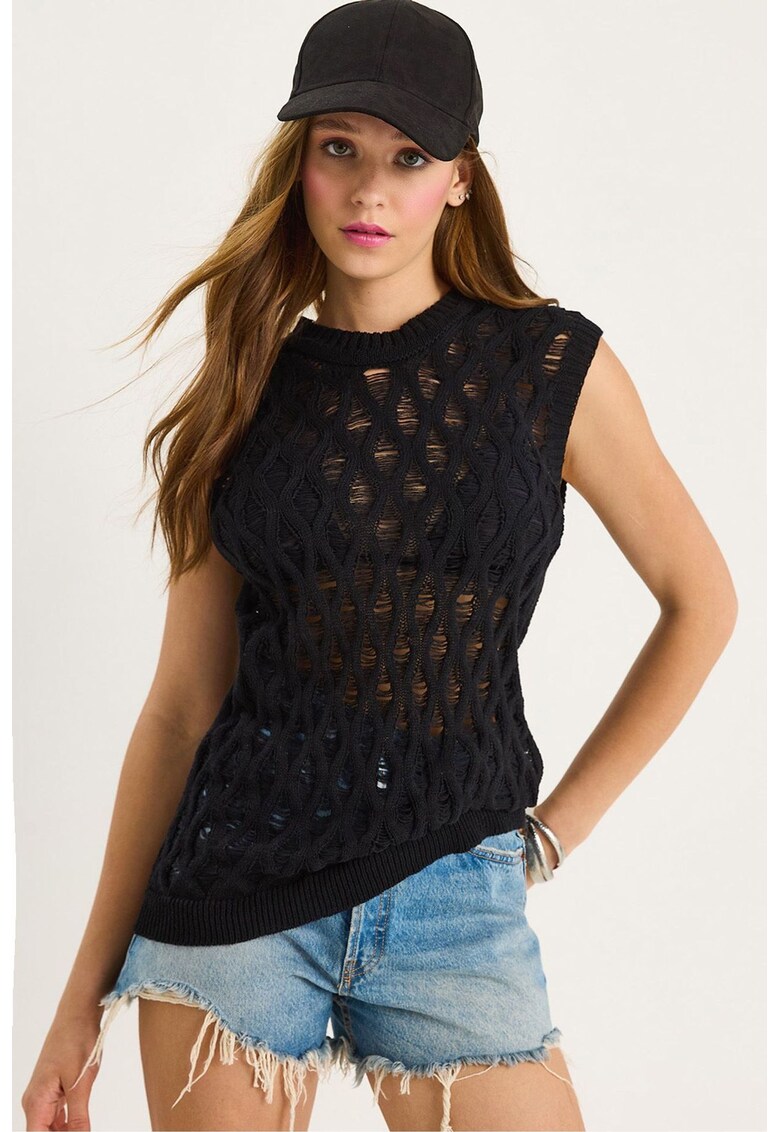 Maiou LUCCI - tricot - guler rotund - negru -