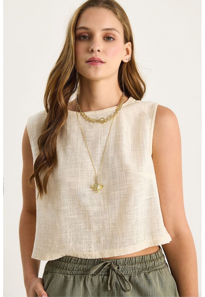 Top dama HiCCUP LUCCI - scurt - guler rotund - crem - in