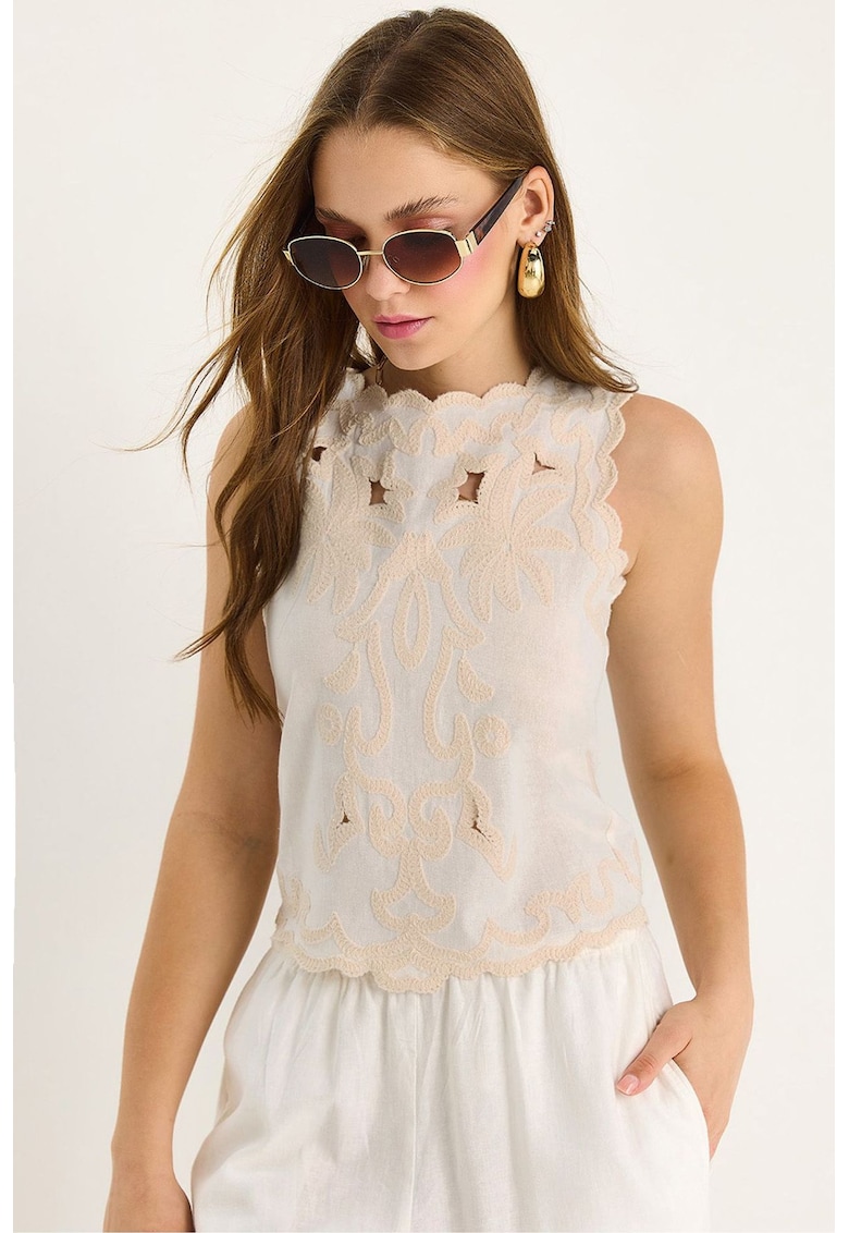 Top dama LUCCI cu broderie - bej - textil