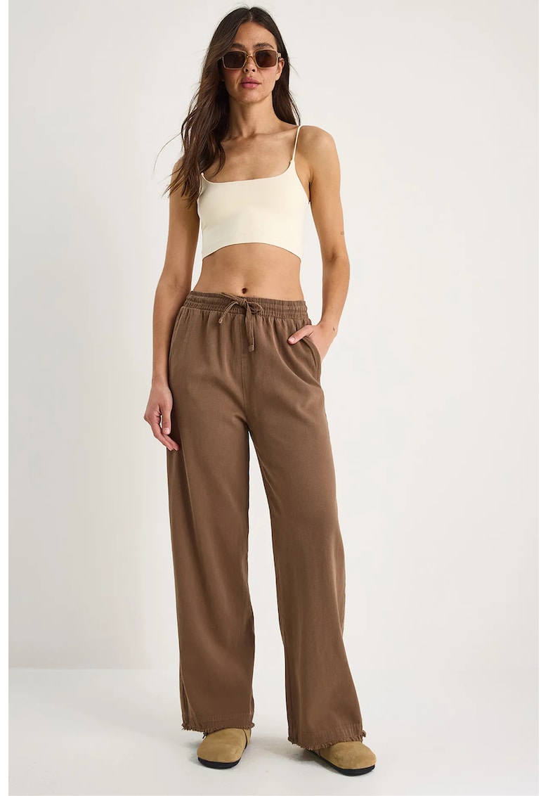 Pantaloni dama - LUCCI - bumbac - talie inalta - maro