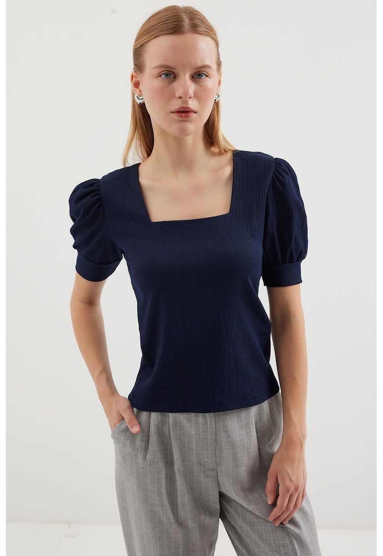 Top dama HiCCUP BDART - slim fit - guler patrat - textil - bleumarin
