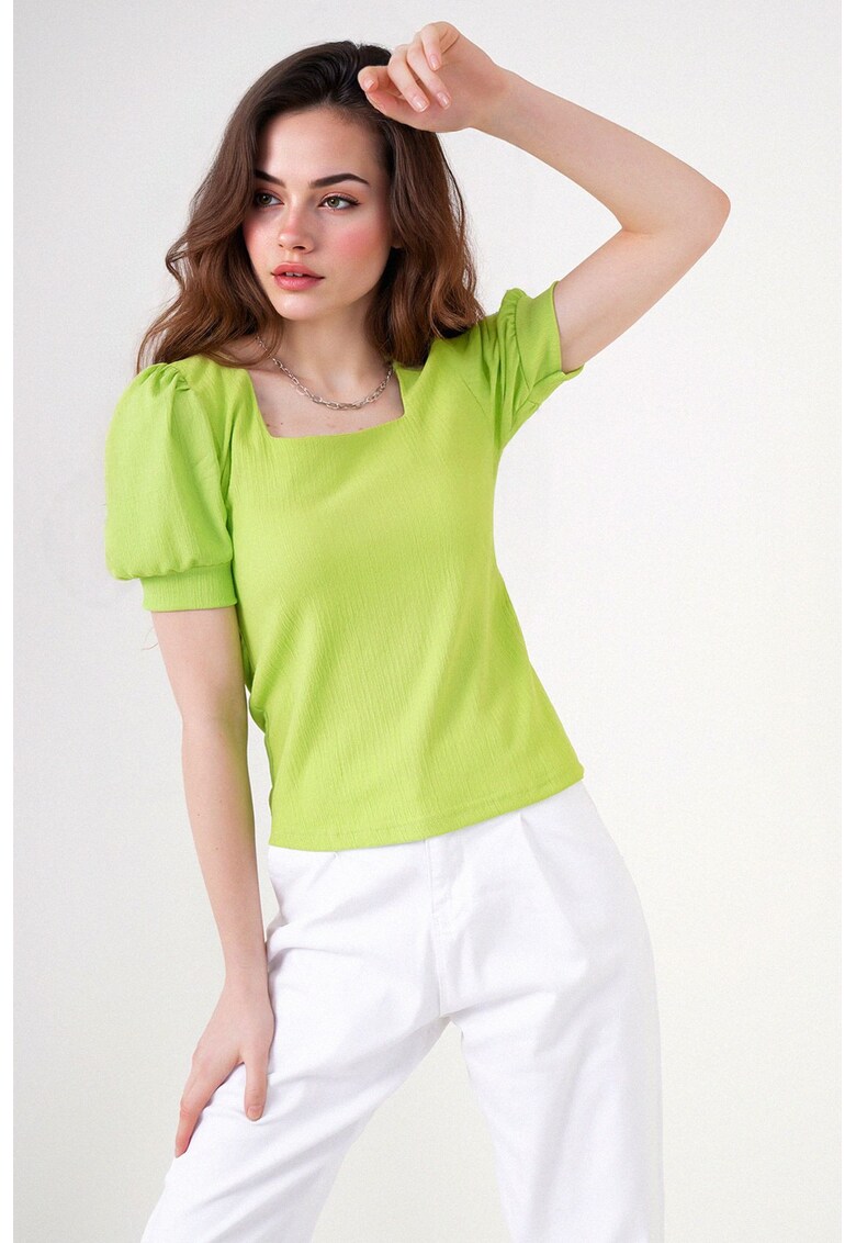Top dama HiCCUP BDART - slim fit - guler patrat - textil - verde lime