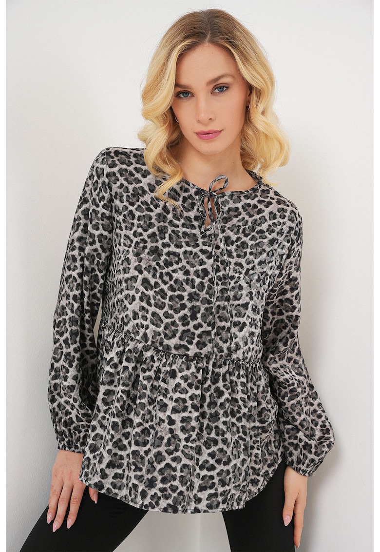 Bluza dama - HiCCUP BDART - maneca lunga - gri - viscoza