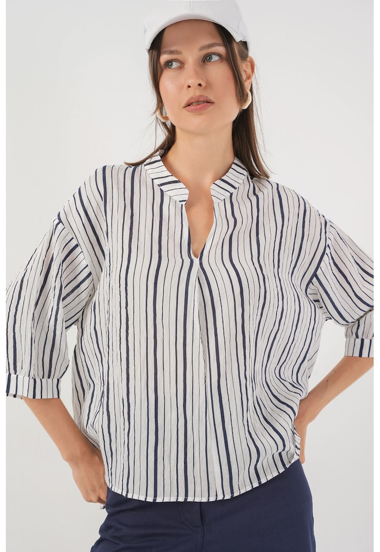 Bluza dama HiCCUP BDART - cu dungi - textil - albastru