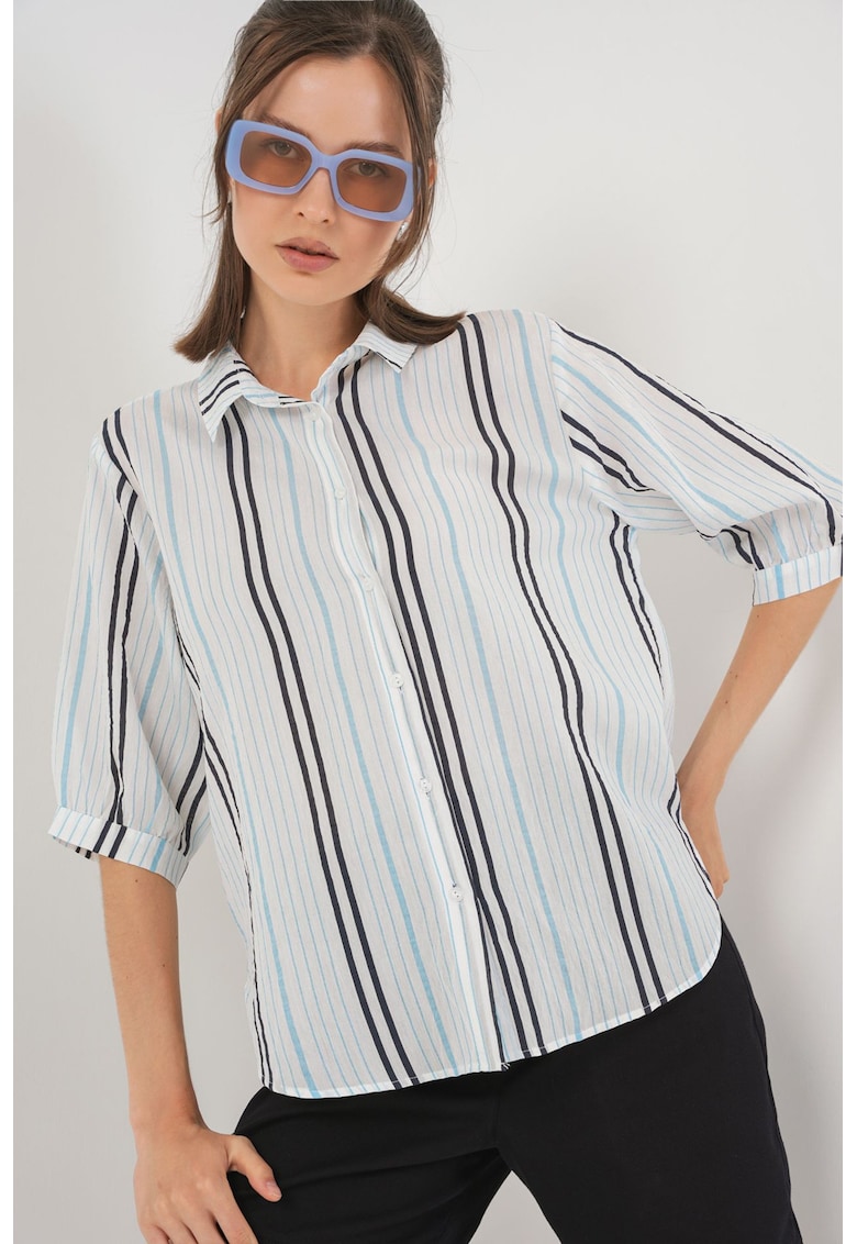 Camasi dama - HiCCUP - camasa BDART - dungi - albastru glaciar - textil