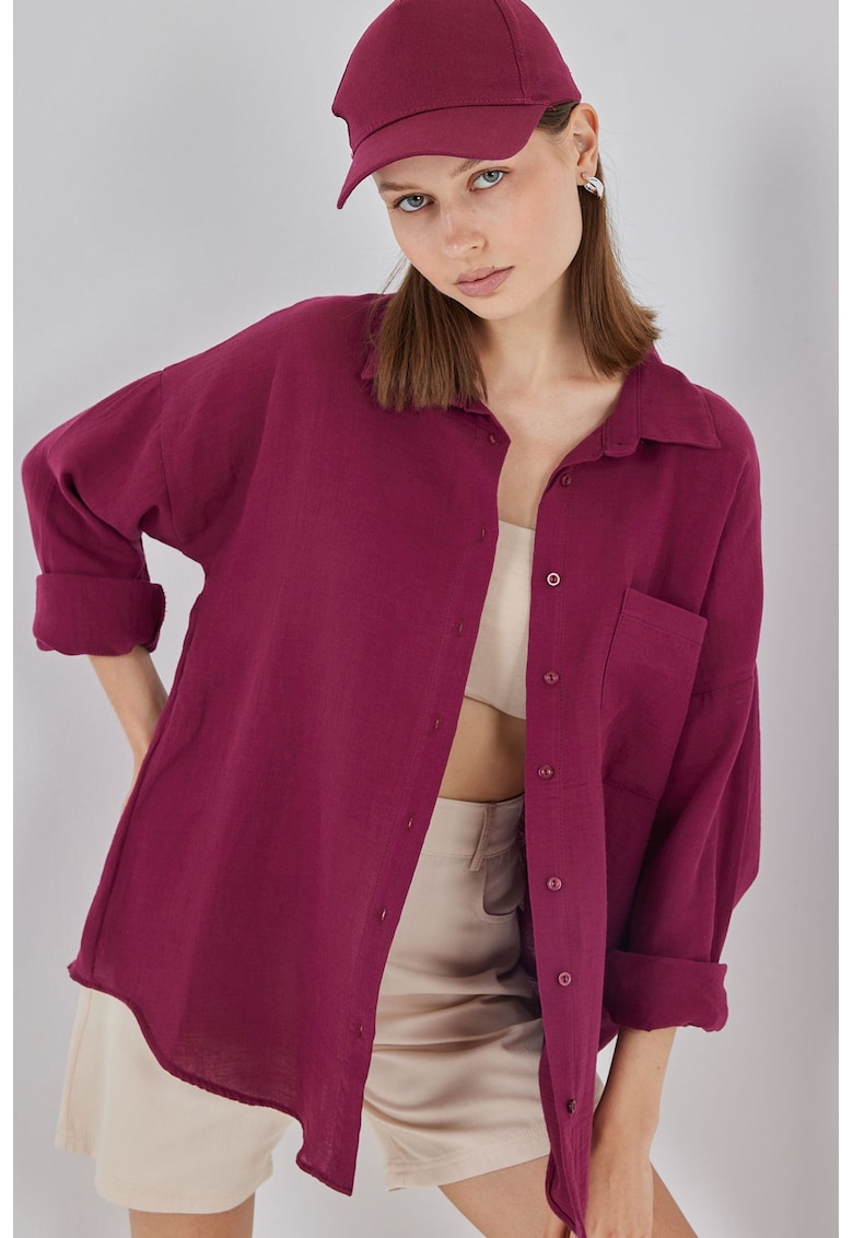 Camasa dama - HiCCUP - oversized - maneca lunga - mauve - Violet/Mov