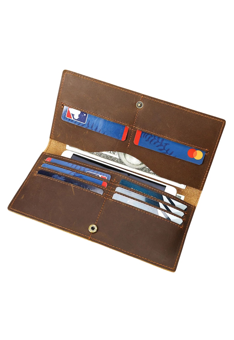 Portofel din piele naturala cu protectie anti scanare carduri RFID Treviso - Coffee