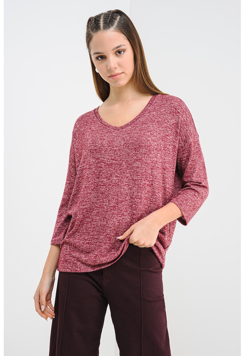 Pulover cu decolteu in V si maneci 3/4