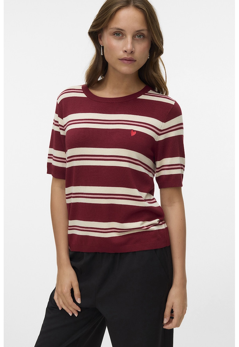 Pulover cu maneci scurte si model in dungi