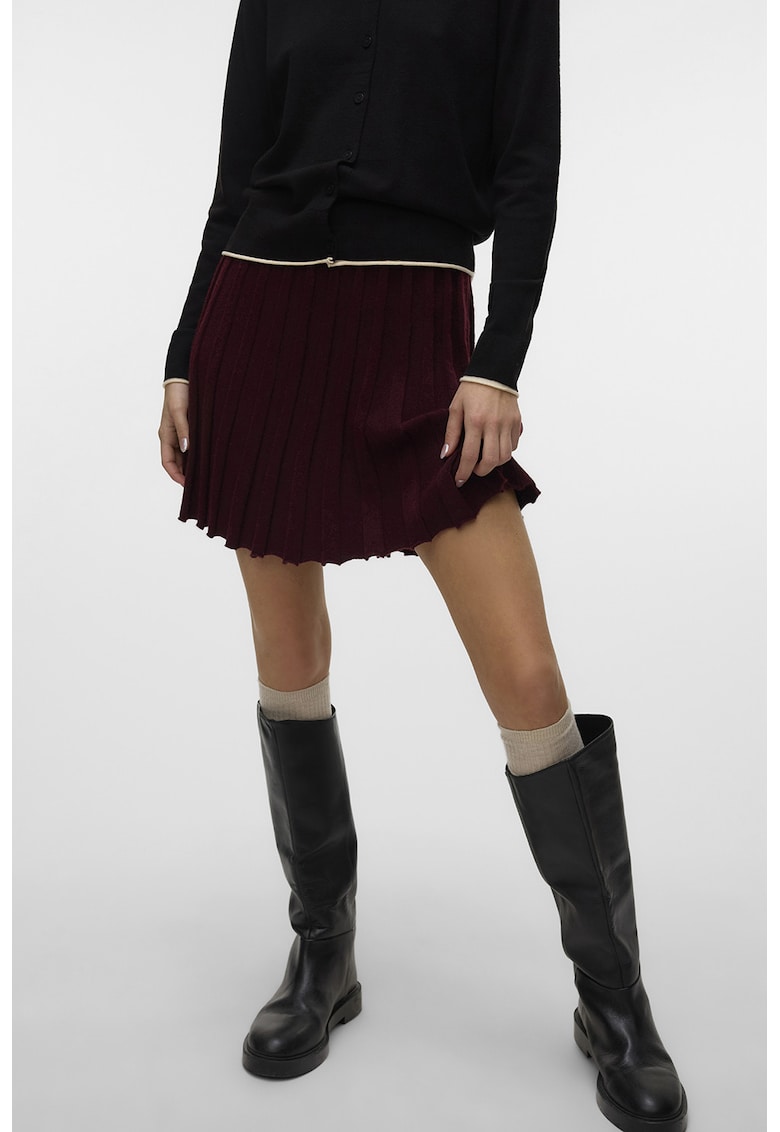 Fusta tricotata evazata si plisata