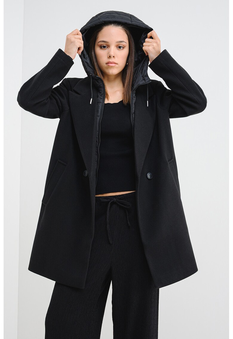 Palton relaxed fit cu gluga detasabila