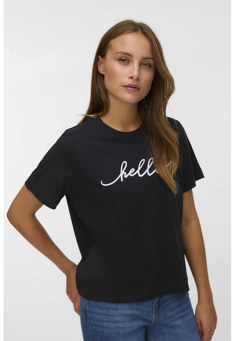 Tricou din bumbac organic cu imprimeu - Negru