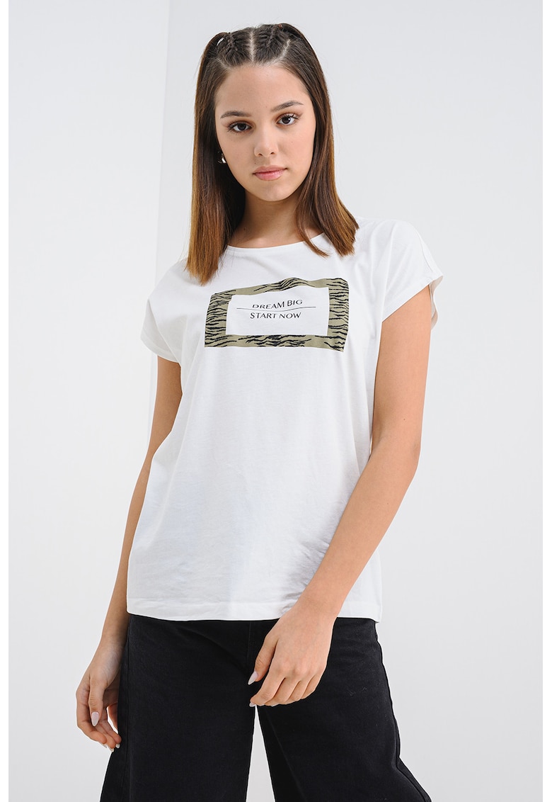 Tricou din bumbac organic Sira - Negru/Alb optic/Verde sparanghel