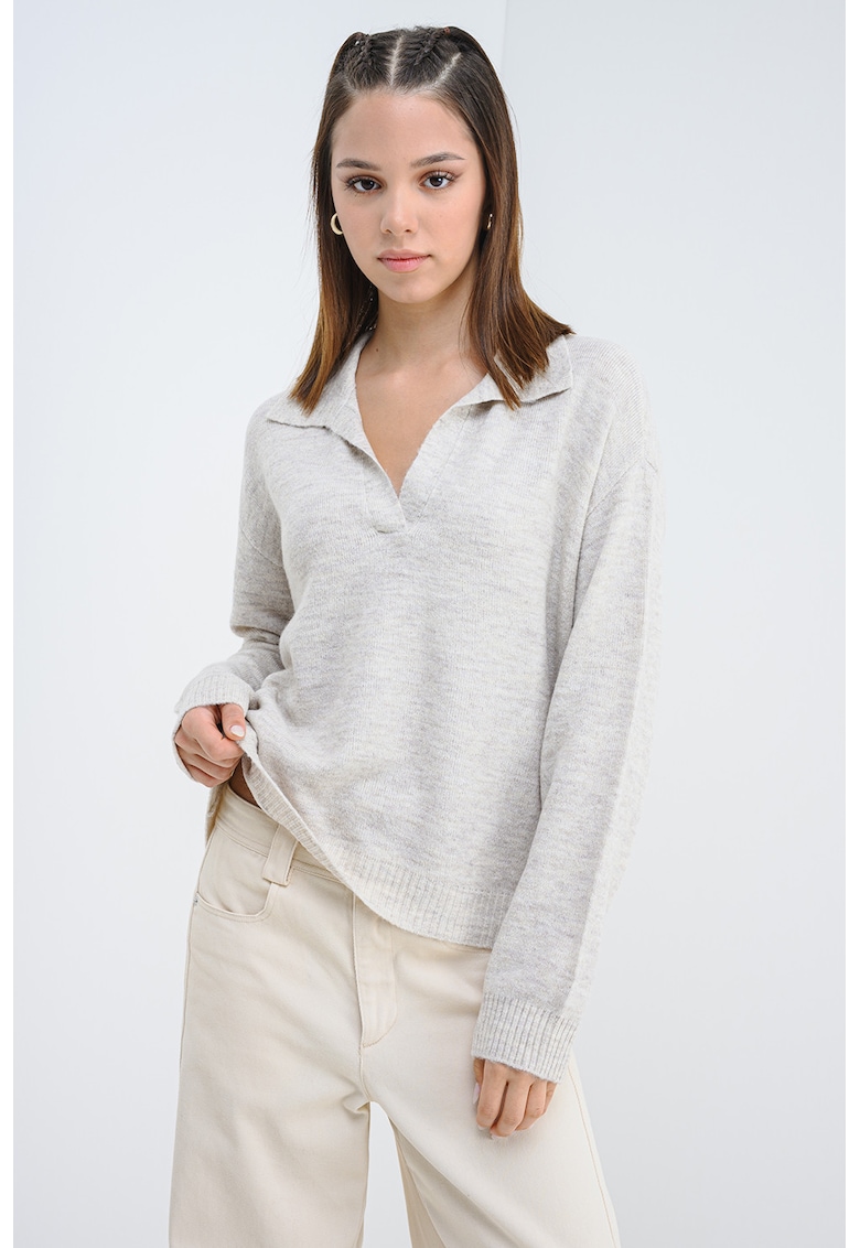 Pulover lejer cu guler polo