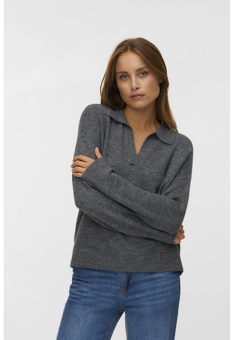 Pulover lejer cu guler polo