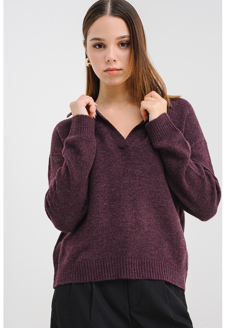 Pulover lejer cu guler polo