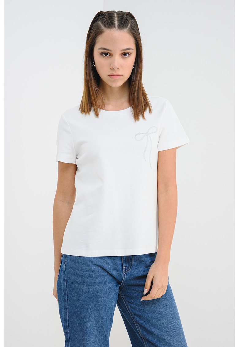 Tricou de bumbac organic - Alb optic/Argintiu