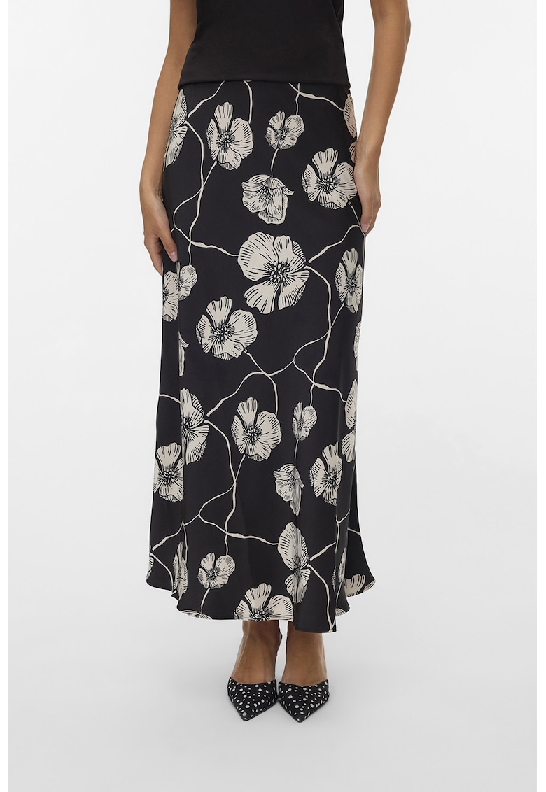 Fusta cu croiala pe bie si aspect satinat