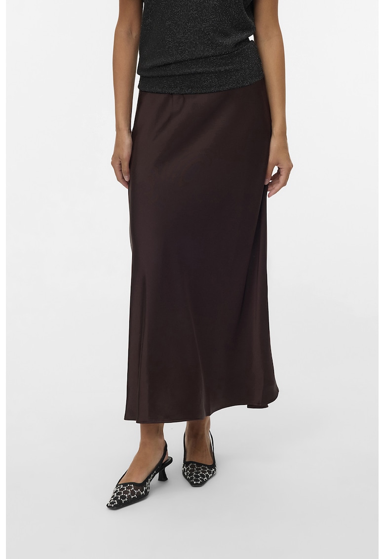 Fusta cu croiala pe bie si aspect satinat